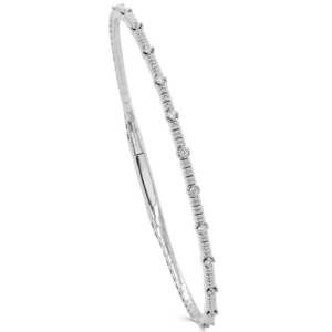 14K White Gold Accented Metal Flexible Diamond Bangle | Dallas TX