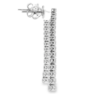 18K Gold Graduated Round Brilliant Diamond Line Earrings