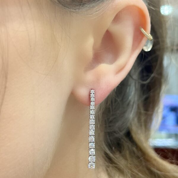 18K Gold Graduated Diamond Line Earrings | Dallas TX | Mariloff Diamonds & Fine Jewelry