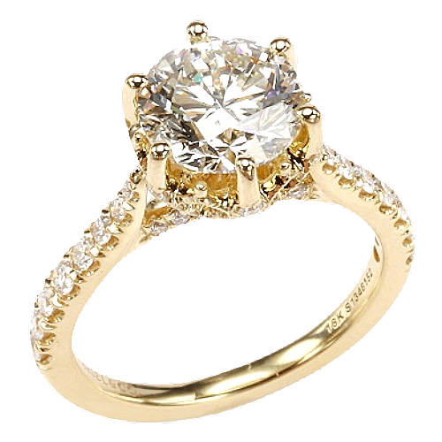 18K Gold 6-Prong Floral Basket Diamond Vintage Engagement Ring Mounting