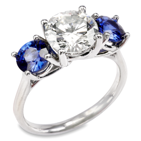 14K Gold Three-Stone Round Brilliant Diamond Engagement Ring Mounting - Dallas TX