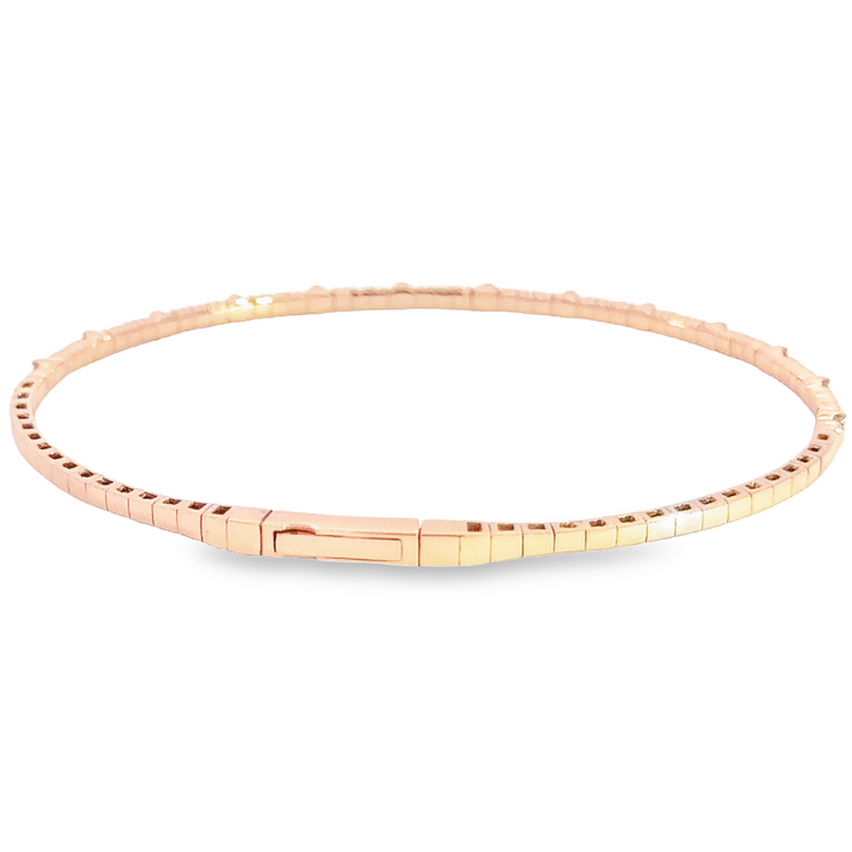 14K Rose Gold Flexible Accented Metal Bangle with .20ctw Diamonds Size 6.25 Bracelets 10