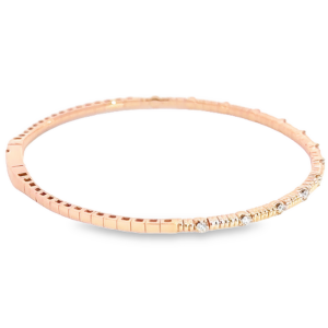 14K Rose Gold Flexible Accented Metal Bangle with .20ctw Diamonds Size 6.25 Bracelets 9