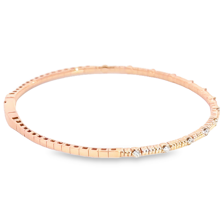14K Rose Gold Flexible Accented Metal Bangle with .20ctw Diamonds Size 6.25 Bracelets 9