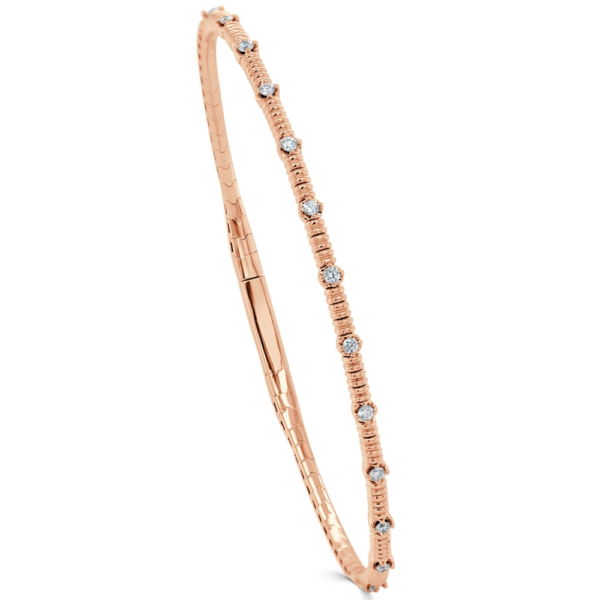 14K Rose Gold Accented Metal Flexible Diamond Bangle | Dallas TX