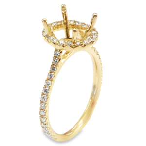 18K Yellow Gold Oval Halo Open-Gallery Cathedral Diamond Engagement Ring Mounting - Dallas TX