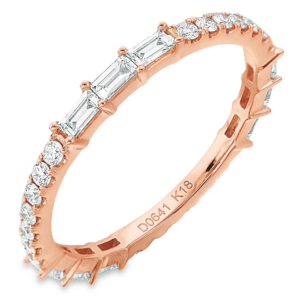14K Rose Gold Baguette and Round Diamond Station Eternity Band - Dallas TX