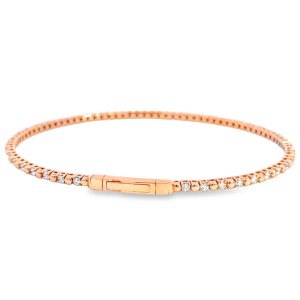 14K Gold Flexible Alternating Bead and Diamond Bangle | Dallas TX | Mariloff