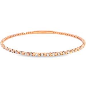 14K Gold Flexible Alternating Bead and Diamond Bangle | Dallas TX