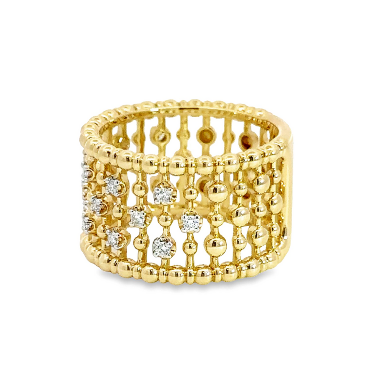 14K Yellow Gold Bujukan Bead Negative Space Ring with .25ctw Diamonds Size 6.5 Fine Jewelry 6