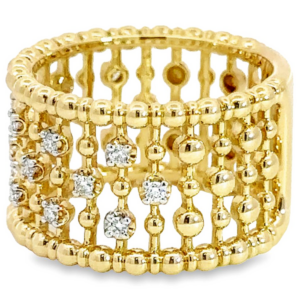 14K Gold Bead Negative Space Diamond Fashion Ring
