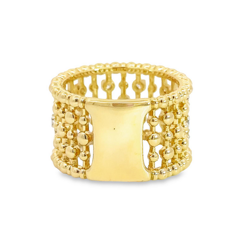 14K Yellow Gold Bujukan Bead Negative Space Ring with .25ctw Diamonds Size 6.5 Fine Jewelry 7