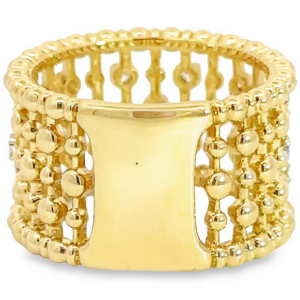 14K Yellow Gold Bujukan Bead Negative Space Ring with .25ctw Diamonds Size 6.5 Fine Jewelry 7
