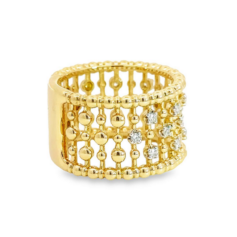 14K Yellow Gold Bujukan Bead Negative Space Ring with .25ctw Diamonds Size 6.5 Fine Jewelry 8