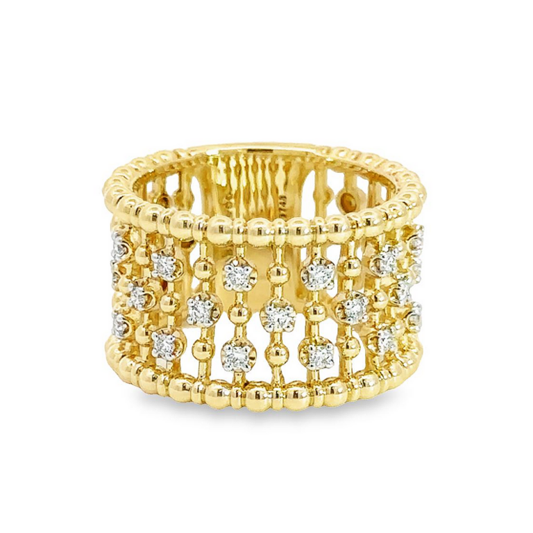14K Yellow Gold Bujukan Bead Negative Space Ring with .25ctw Diamonds Size 6.5 Fine Jewelry 5