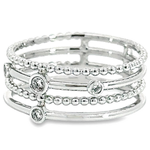 14K Gold Beaded Multi-Row Diamond Fashion Ring - Dallas TX