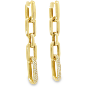 14K Gold Diamond Paperclip Link Fashion Earrings