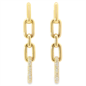 14K Gold Diamond Paperclip Link Fashion Earrings