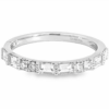 14K White Gold Milgrain Baguette and Round Diamond Wedding Band - Dallas TX