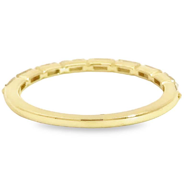 14K Gold Dainty East-West Baguette Diamond Wedding Band Stackable 6