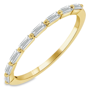 14K Gold Dainty East-West Baguette Diamond Wedding Band