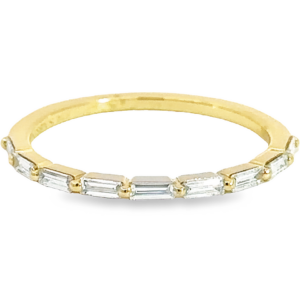 14K Yellow Gold Dainty East-West Set Baguette Diamond Band - Dallas TX | Mariloff Diamonds