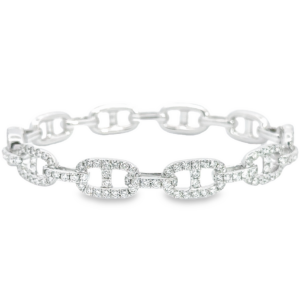 18K White Gold Mariner Link Diamond Bangle | Dallas TX | Mariloff