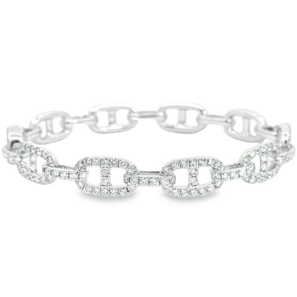 18K White Gold Mariner Link Diamond Bangle | Dallas TX | Mariloff