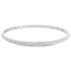 18K Gold Classic Pave Diamond Rounded Fashion Bangle