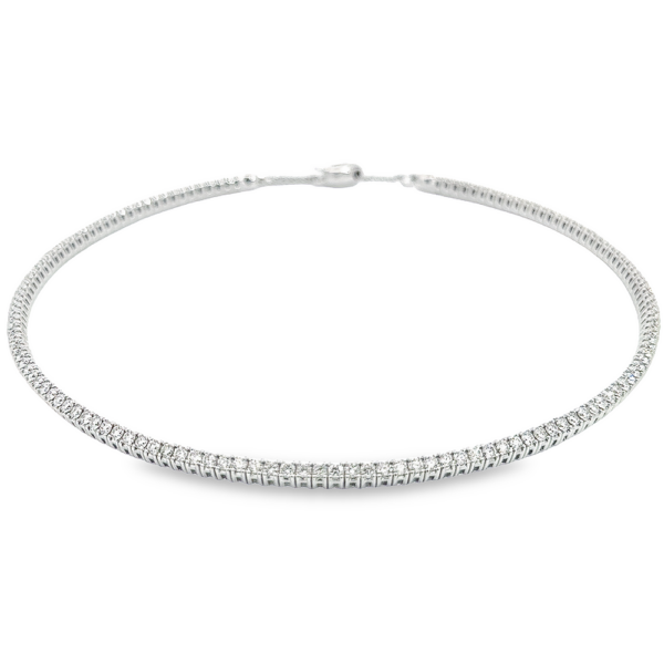 14K Gold Flexible Round Brilliant Diamond Choker Necklace - Image 4