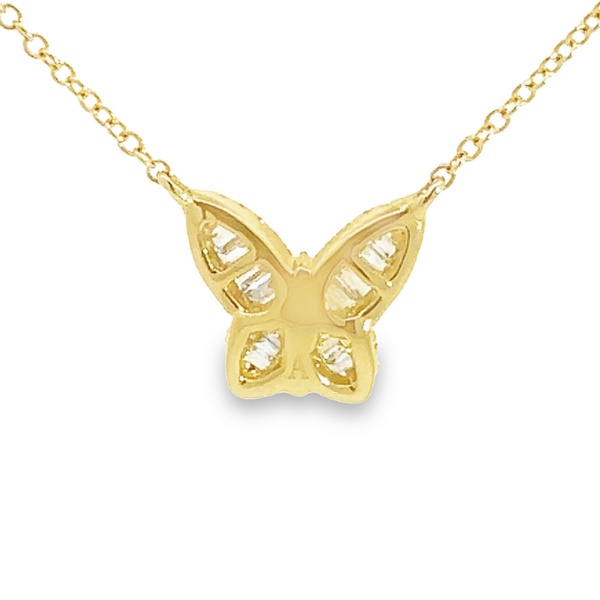 14K Gold Small Butterfly Diamond Necklace - Back