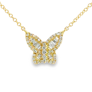 14K Gold Small Butterfly Diamond Necklace | Dallas TX | Mariloff Diamonds & Fine Jewelry