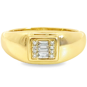 14K Gold Dome Baguette Diamond Accented Fashion Ring