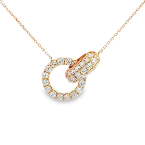 14K Gold Interlocking Pave Diamond Pendant Necklace