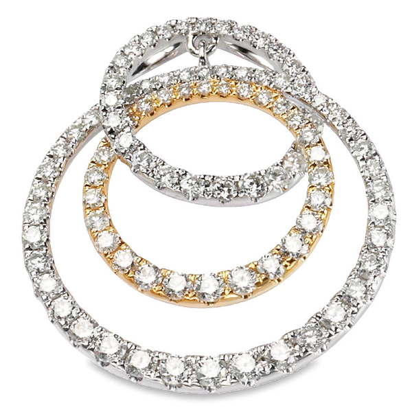 14K Two-Tone Diamond Interlocking Circles Pendant Necklace