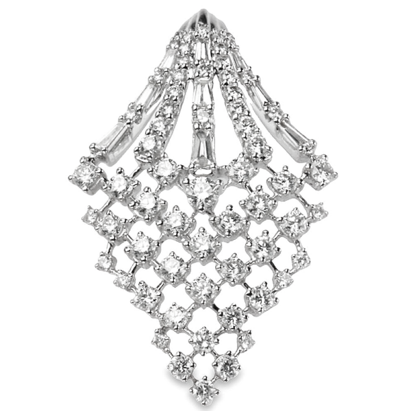 14K Gold Baguette and Round Diamond Negative-Space Pendant Necklace | Dallas TX
