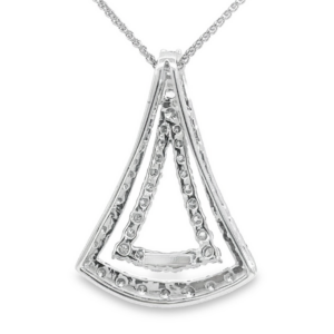 14K Gold Nested Round Diamond Triangle Pendant Necklace