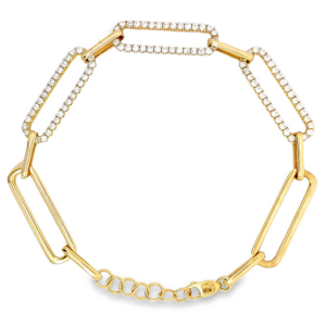 14K Gold Diamond Accented Paperclip Bracelet