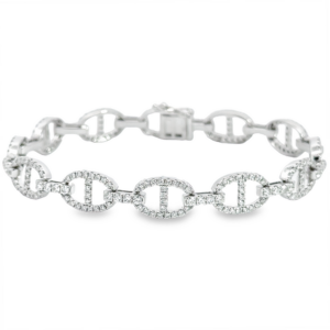 18K White Gold Large Mariner Link Diamond Bracelet | Dallas TX | Mariloff Diamonds