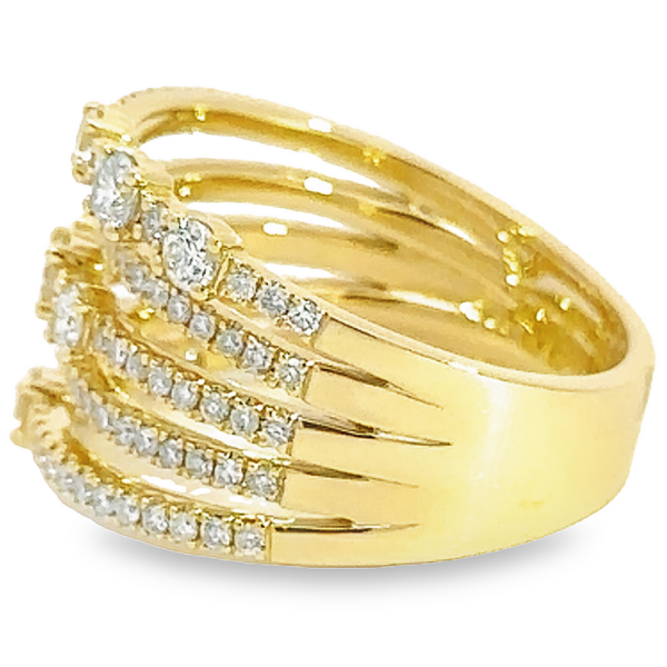 18K Gold Five-Row Negative Space Diamond Fashion Ring - Image 4
