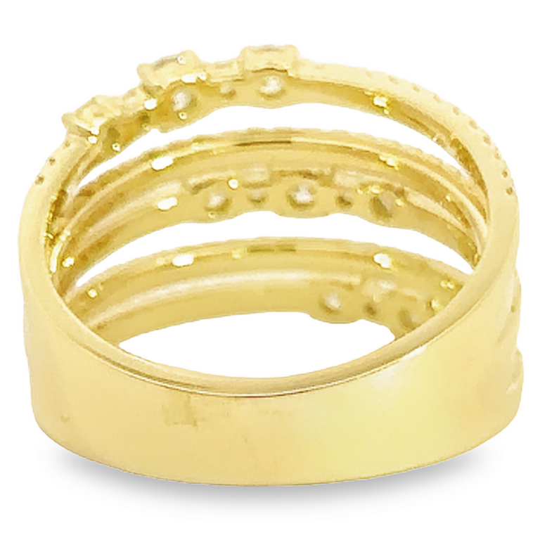 18K Yellow Gold Five-Row Ring with 1.06ctw Diamonds Size 6.5 Fine Jewelry 7