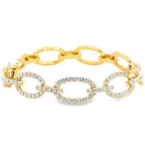 18K Gold Diamond Oval Interlocking Link Bracelet | Dallas TX | Mariloff Diamonds & Fine Jewelry