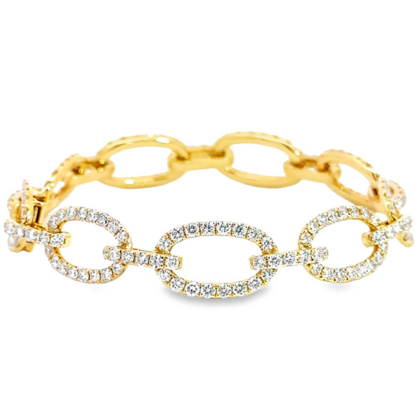 18K Gold Diamond Oval Interlocking Link Bracelet | Dallas TX | Mariloff Diamonds & Fine Jewelry