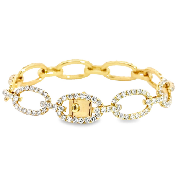 18K Gold Diamond Oval Interlocking Link Bracelet | Dallas TX | Mariloff Diamonds