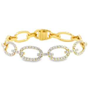 18K Gold Diamond Oval Interlocking Link Bracelet | Dallas TX | Mariloff