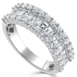 14K White Gold Baguette and Round Diamond Ring | Mariloff Diamonds