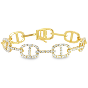 18K Yellow Gold Large Mariner Link Diamond Bracelet | Dallas TX | Mariloff Diamonds