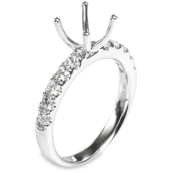 14K White Gold 4-Prong Open-Basket 0.55ctw Diamond Engagement Ring Mounting - Dallas TX - Mariloff Diamonds