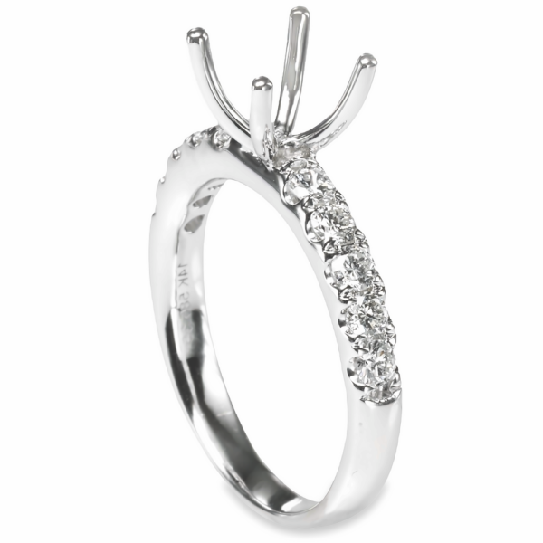 14K White Gold 4-Prong Open-Basket 0.55ctw Diamond Engagement Ring Mounting - Mariloff Diamonds