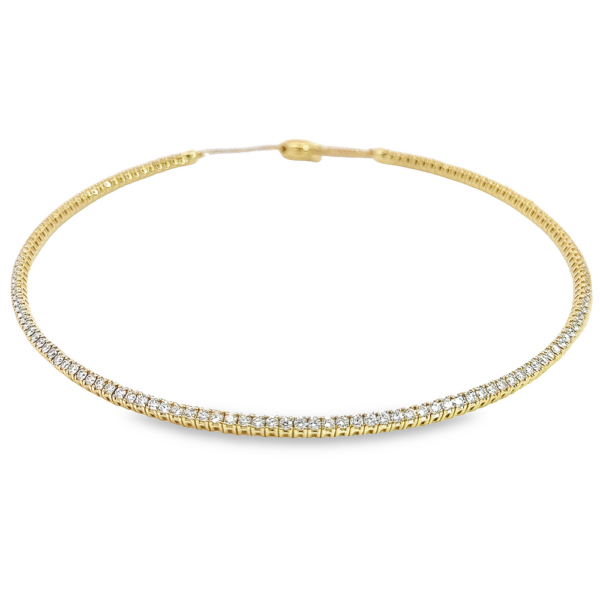 14K Gold Flexible Round Brilliant Diamond Choker Necklace - Image 3